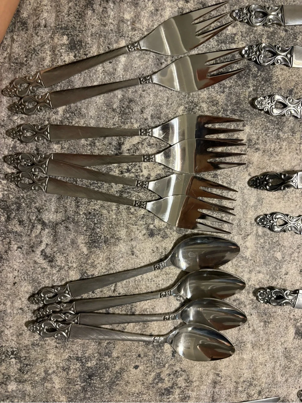 National Stainless Japan Silver-Tone Flatware Set - Floral Handle Design